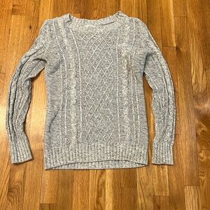Gray Cable-Knit Cotton Blend Sweater